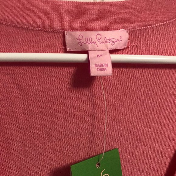Lilly Pulitzer | Pretty Pink Button Front Cardigan M M - Picture 2 of 4